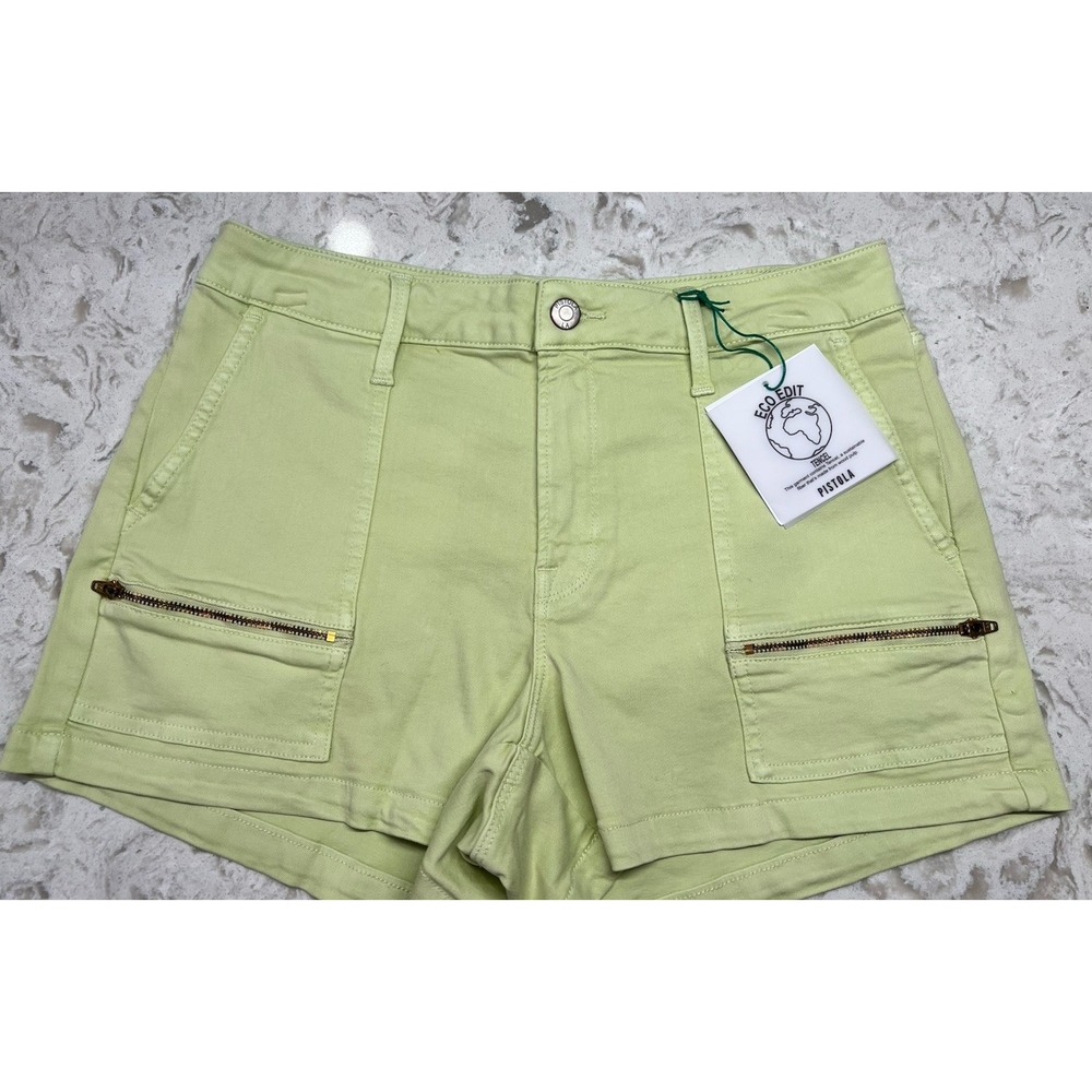 Pistola Midrise Green Shorts Size 29 Limeaid Zipper Pocket Stretch Summer NWT